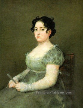 La femme avec un portrait de Fan Francisco Goya Peinture à l'huile